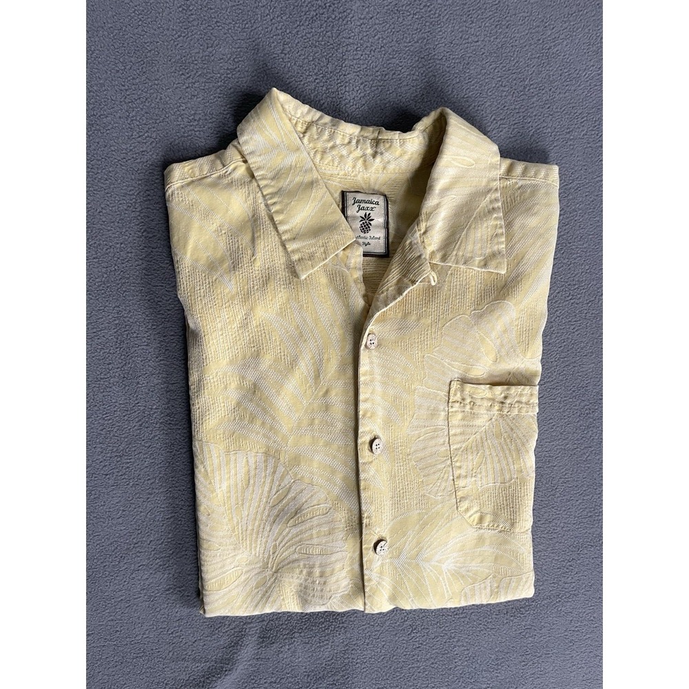 Jamaica Jaxx Men's 100% Silk Pineapple Palm Sz Large Authentic Island Style